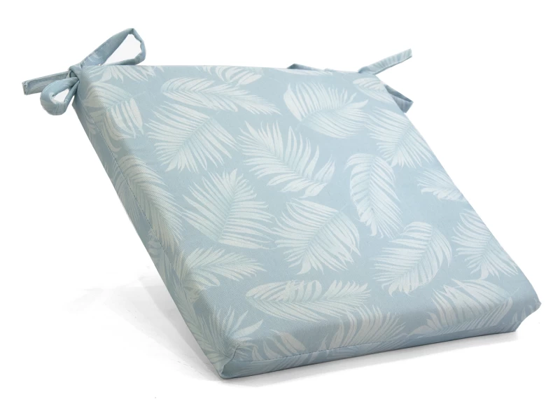 Μαξιλάρι Καρέκλας Με Δέσιμο - Λονέτα Ύφασμα Frig 601 απόχρωση του γαλάζιου με σχέδιo φύλλα