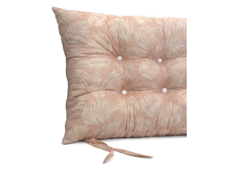 Μαξιλάρι Κάθισμα με κουμπιά - Μπαμπού Λονέτα Ύφασμα Frig 301 απόχρωση του σομόν με σχέδιo φύλλα