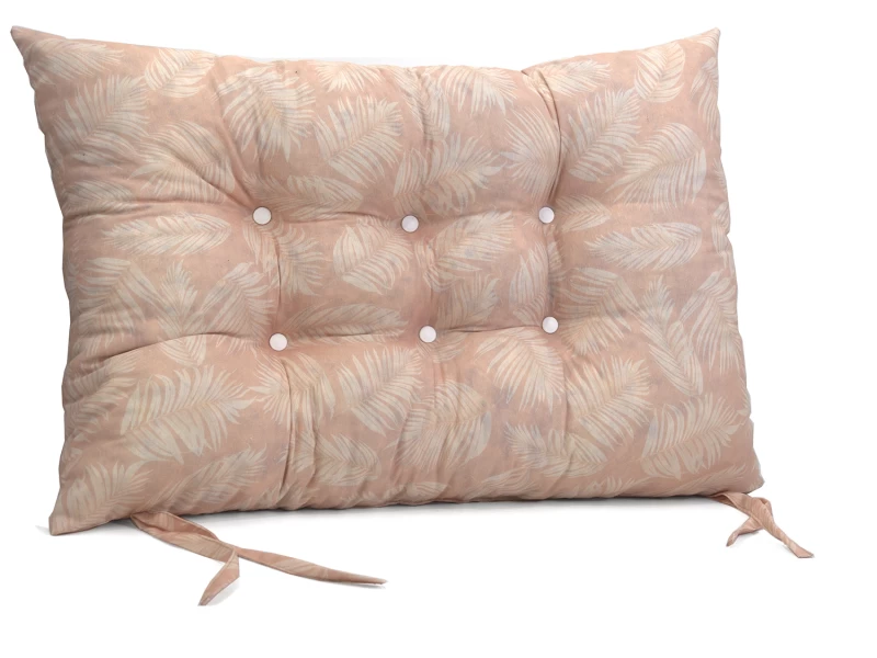 Μαξιλάρι Κάθισμα με κουμπιά - Μπαμπού Λονέτα Ύφασμα Frig 301 απόχρωση του σομόν με σχέδιo φύλλα