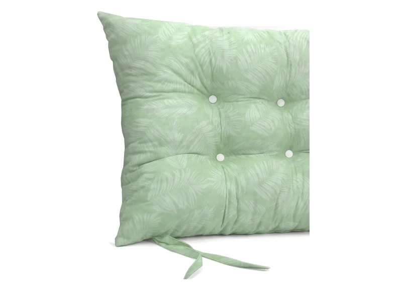 Μαξιλάρι Κάθισμα με κουμπιά - Μπαμπού Λονέτα Ύφασμα Frig 701 απόχρωση του πράσινου με σχέδιo φύλλα