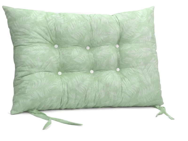 Μαξιλάρι Κάθισμα με κουμπιά - Μπαμπού Λονέτα Ύφασμα Frig 701 απόχρωση του πράσινου με σχέδιo φύλλα