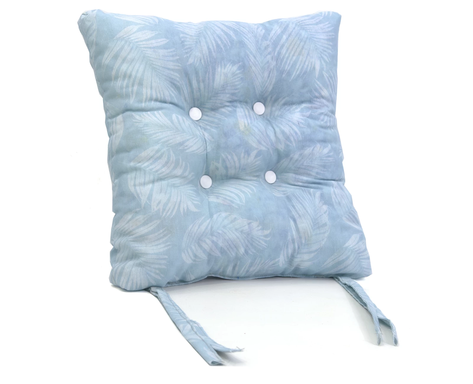 Μαξιλάρι κάθισμα μπαμπού Λονέτα Ύφασμα Frig 601 απόχρωση του γαλάζιου με σχέδιo φύλλα | Mypouf.gr