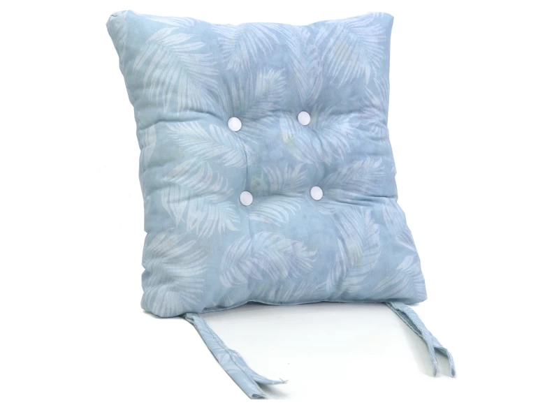 Μαξιλάρι κάθισμα μπαμπού Λονέτα Ύφασμα Frig 601 απόχρωση του γαλάζιου με σχέδιo φύλλα