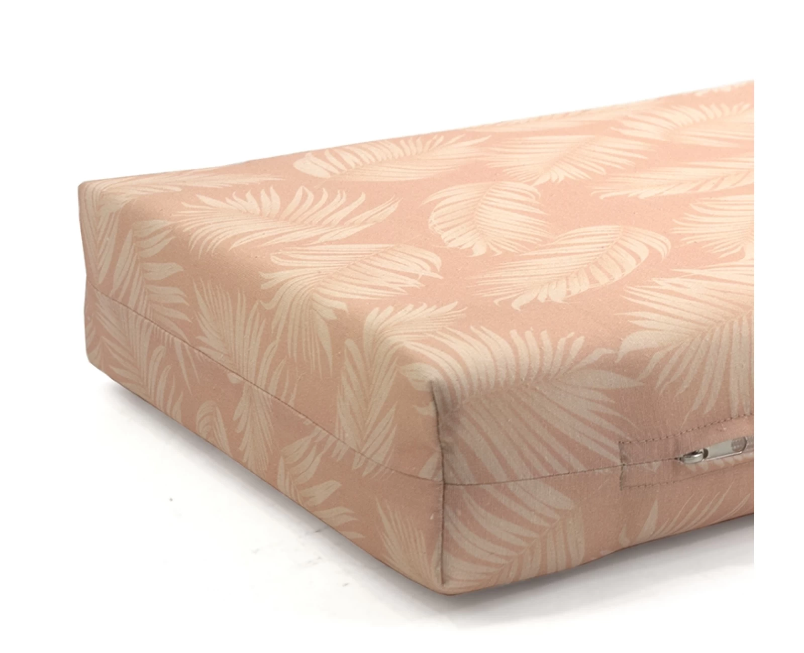 Μαξιλάρι λονέτα ύφασμα για παλέτα Frig 301 απόχρωση του σομόν με σχέδιo φύλλα | Mypouf.gr