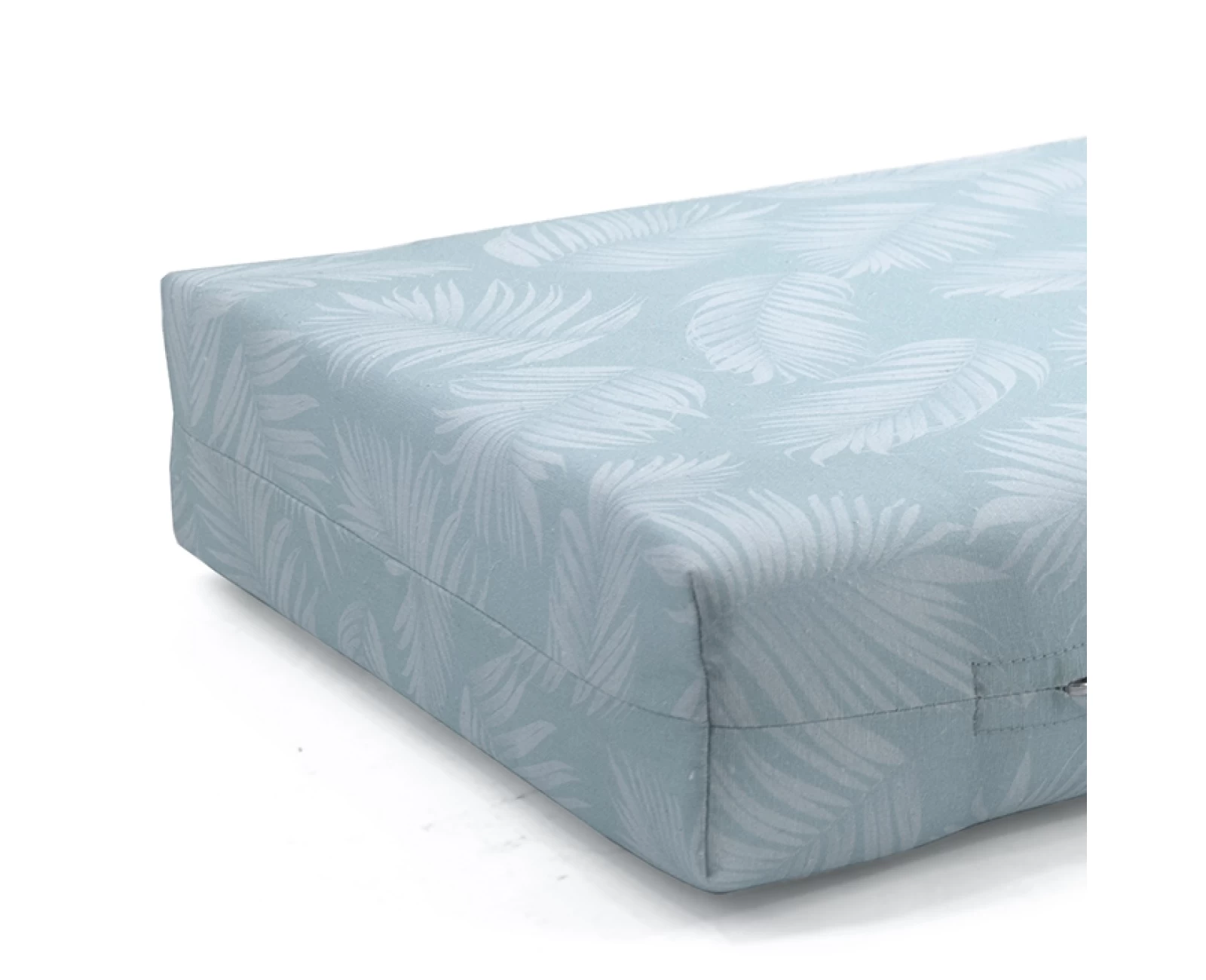 Μαξιλάρι λονέτα ύφασμα για παλέτα Frig 601 απόχρωση του γαλάζιου με σχέδιo φύλλα | Mypouf.gr