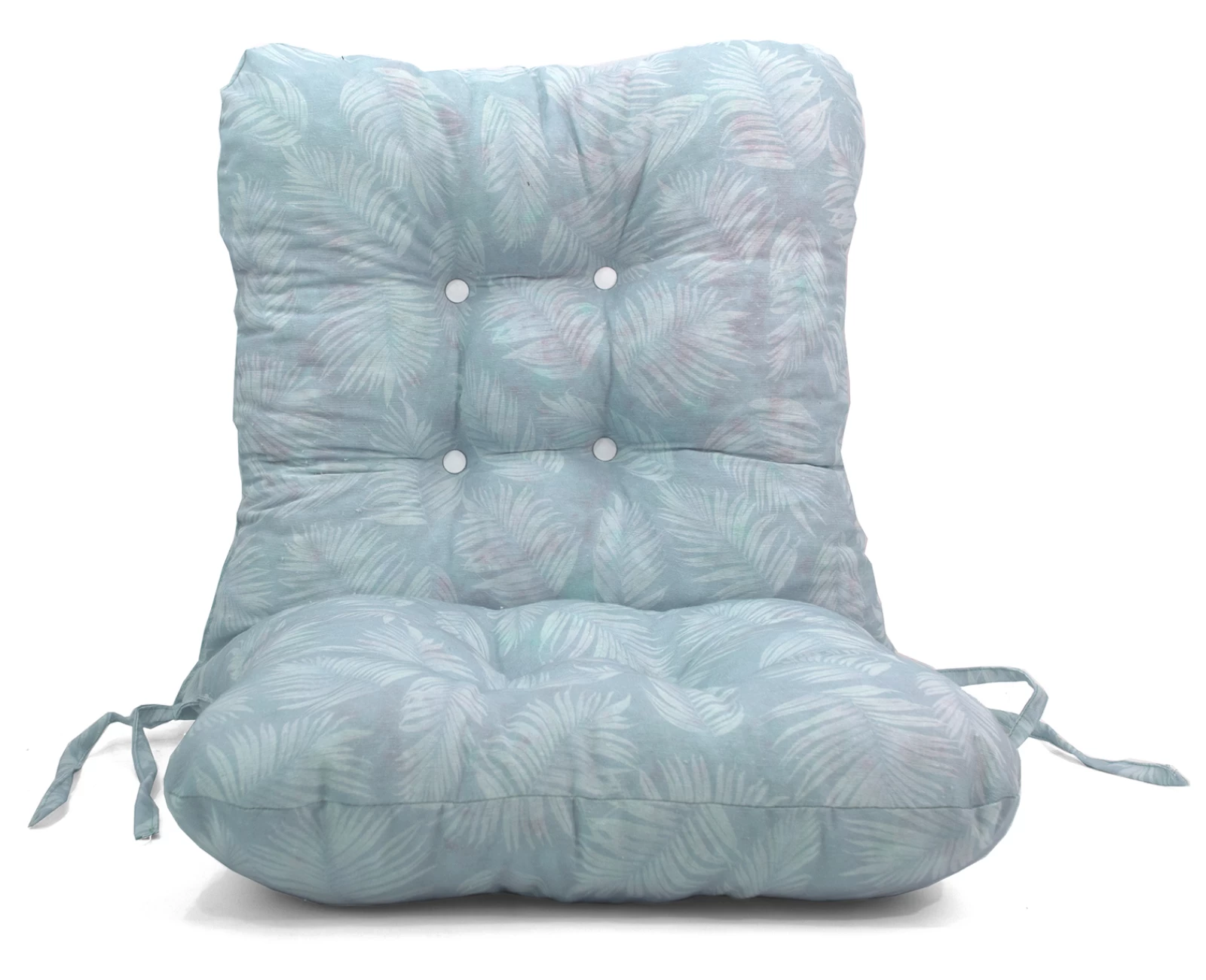 Μαξιλάρι μπαμπού ύφασμα λονέτα με πλάτη Frig 601 απόχρωση του γαλάζιου με σχέδιo φύλλα | Mypouf.gr