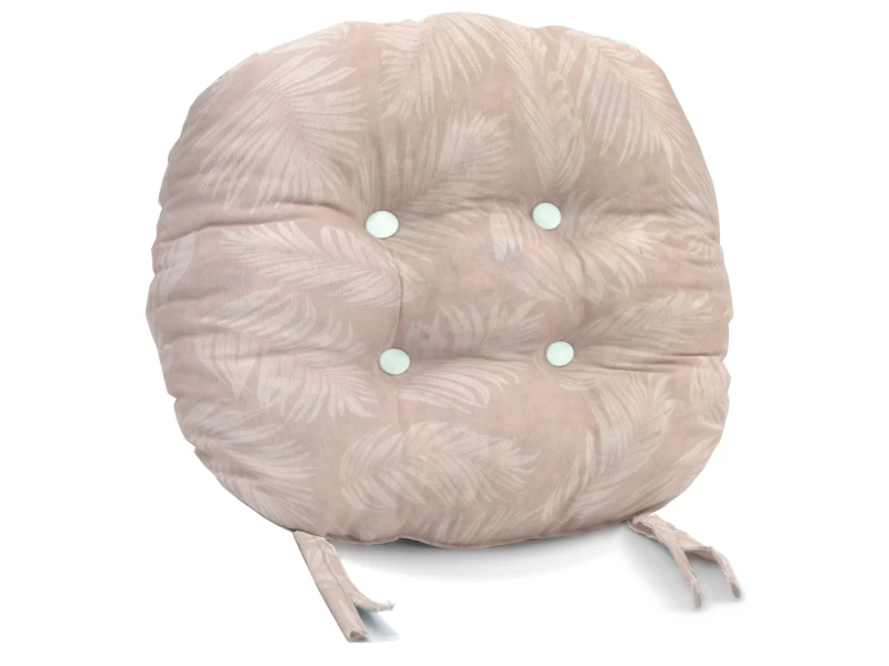 Μαξιλάρι στρογγυλό κάθισμα μπαμπού Λονέτα Ύφασμα Frig 301 απόχρωση του σομόν με σχέδιo φύλλα