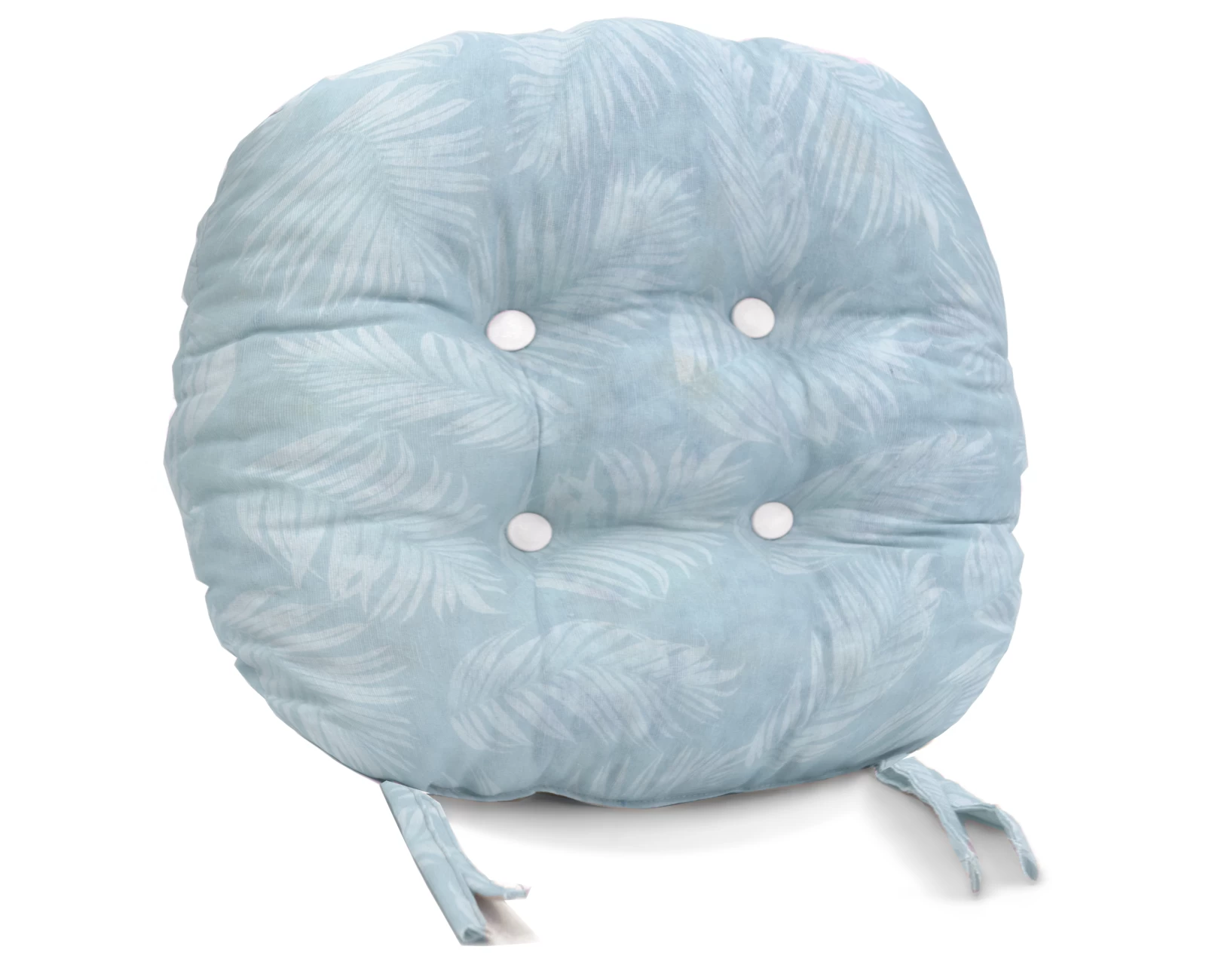 Μαξιλάρι στρογγυλό κάθισμα μπαμπού Λονέτα Ύφασμα Frig 601 απόχρωση του γαλάζιου με σχέδιo φύλλα | Mypouf.gr