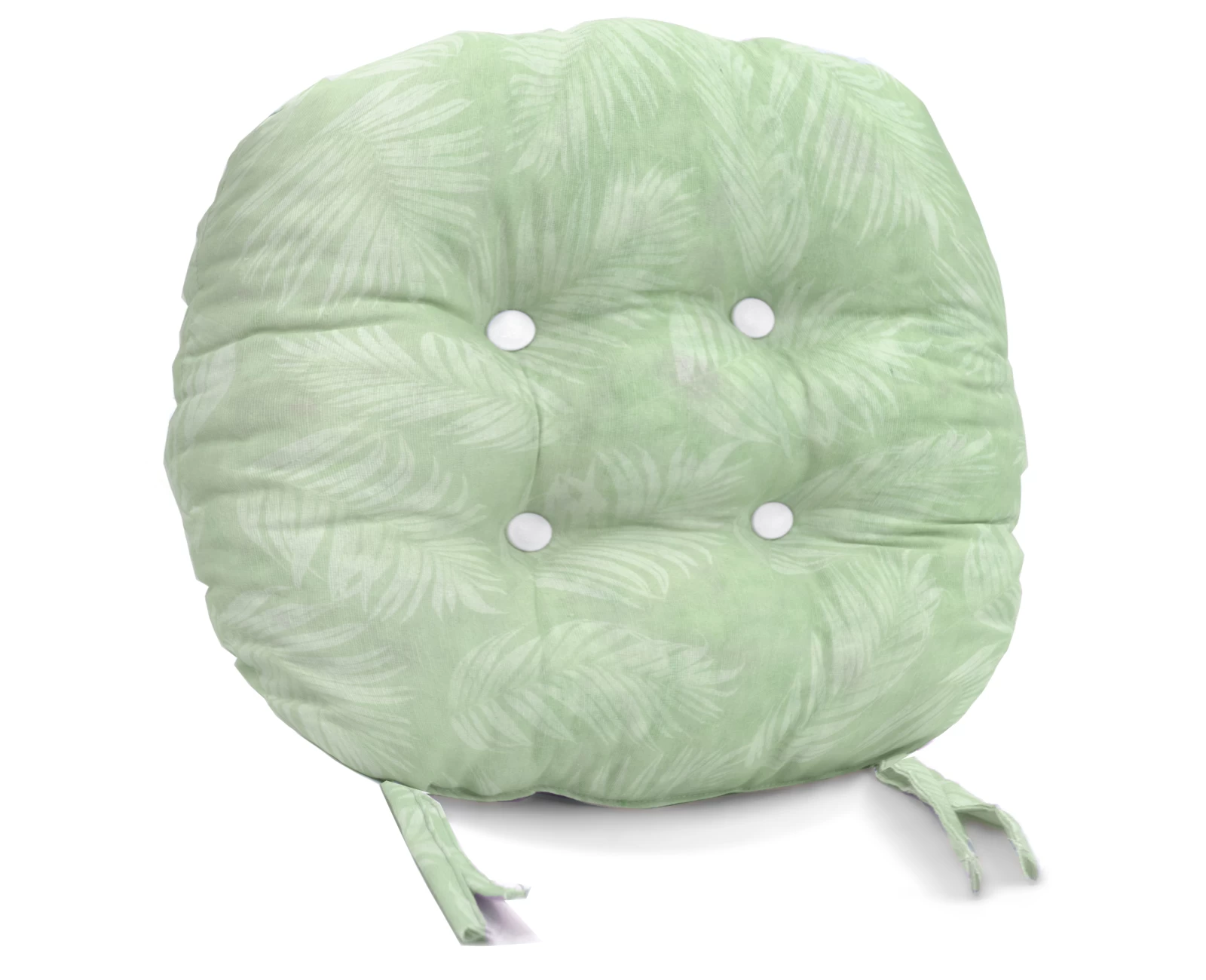 Μαξιλάρι στρογγυλό κάθισμα μπαμπού Λονέτα Ύφασμα Frig 701 απόχρωση του πράσινου με σχέδιo φύλλα | Mypouf.gr