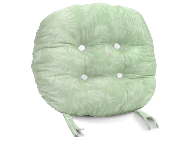 Μαξιλάρι στρογγυλό κάθισμα μπαμπού Λονέτα Ύφασμα Frig 701 απόχρωση του πράσινου με σχέδιo φύλλα