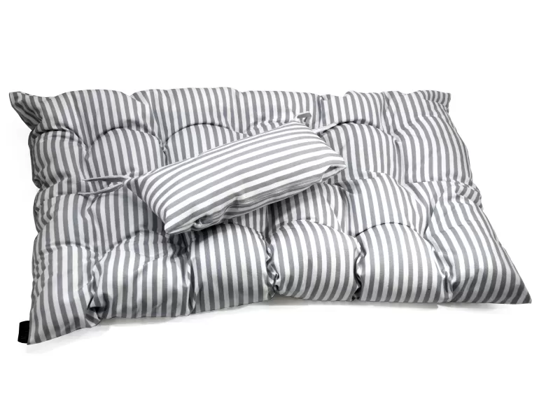 Σέτ 2 τμχ. Μαξιλάρι για φωλιά κήπου με καπιτονάρισμα αδιάβροχο 100% PP Olefin με ρίγες γκρι και γέμιση Comforell