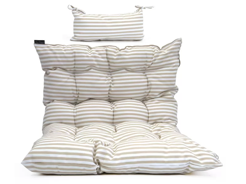 Σέτ 2 τμχ. Μαξιλάρι για φωλιά κήπου με καπιτονάρισμα αδιάβροχο 100% PP Olefin με ρίγες μπεζ και γέμιση Comforell