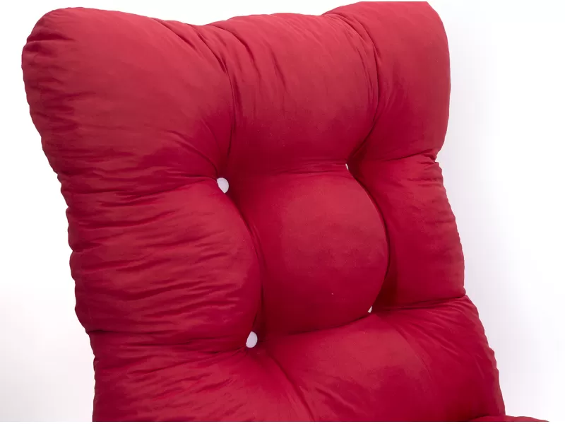 Μαξιλάρι κάθισμα με πλάτη μπαμπού - Κρετόν κόκκινο ύφασμα Μαξιλάρι κάθισμα με πλάτη μπαμπού - Κρετόν κόκκινο ύφασμα