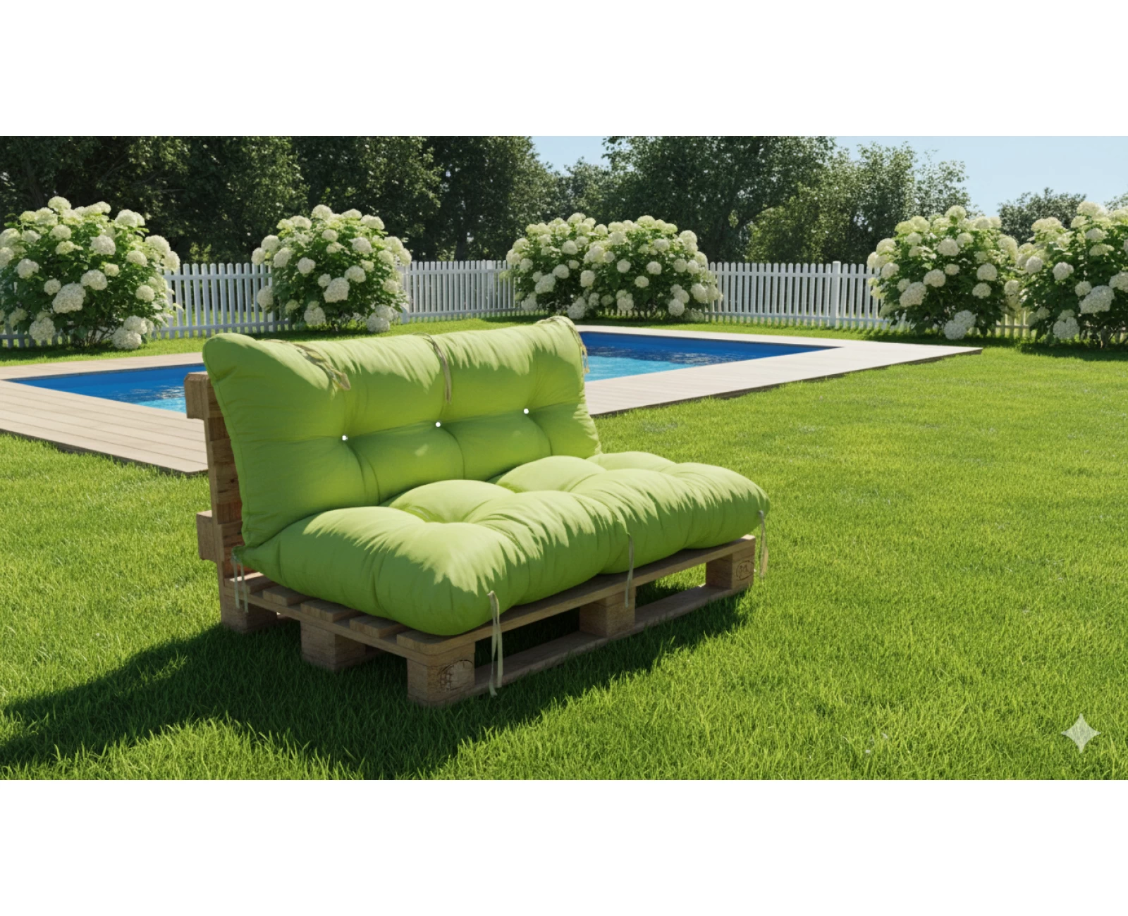 Μαξιλάρι για καναπέ με ενσωματωμένη πλάτη - Μονόχρωμο λαχανί ύφασμα | Mypouf.gr