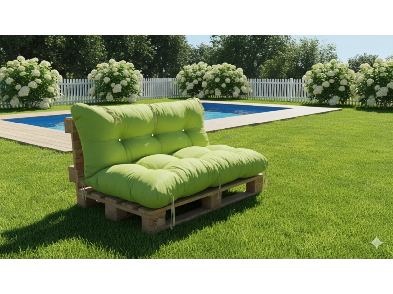 Μαξιλάρι για καναπέ με ενσωματωμένη πλάτη - Μονόχρωμο λαχανί ύφασμα