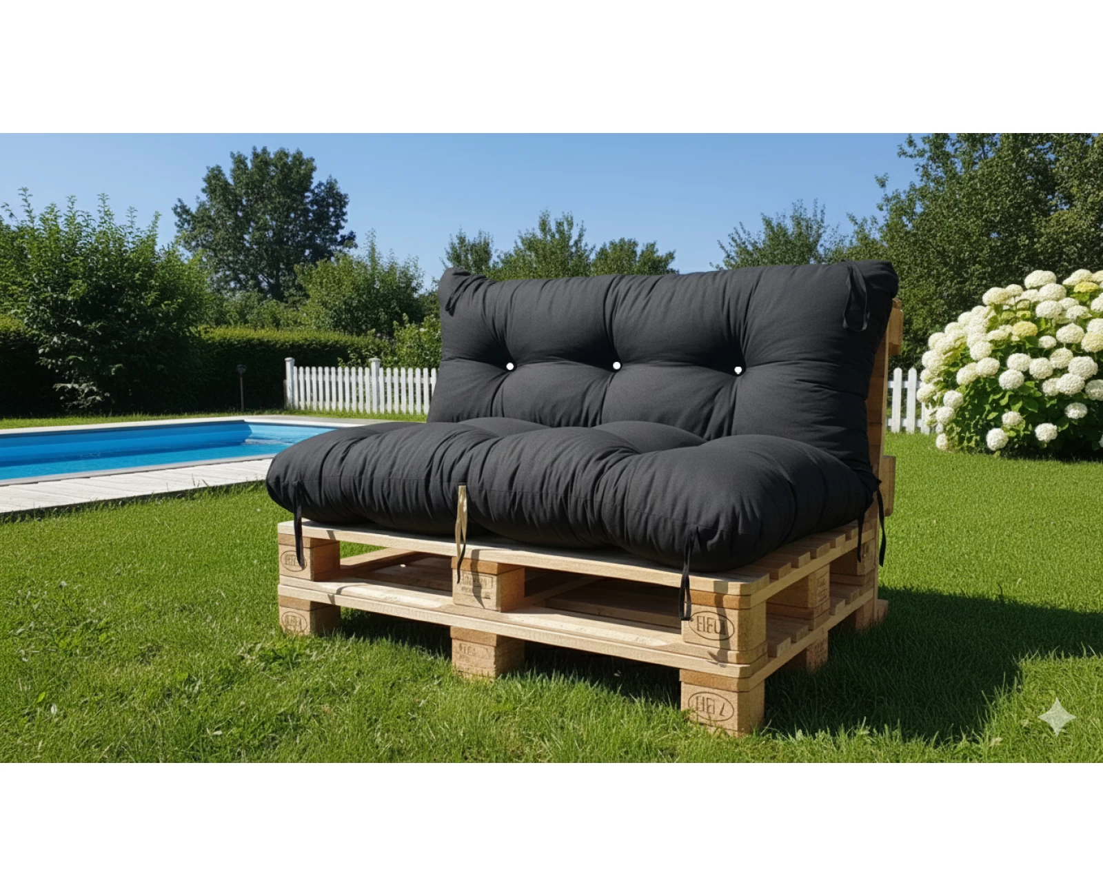 Μαξιλάρι για καναπέ με ενσωματωμένη πλάτη - Μονόχρωμο μαύρο Κρετόν ύφασμα | Mypouf.gr