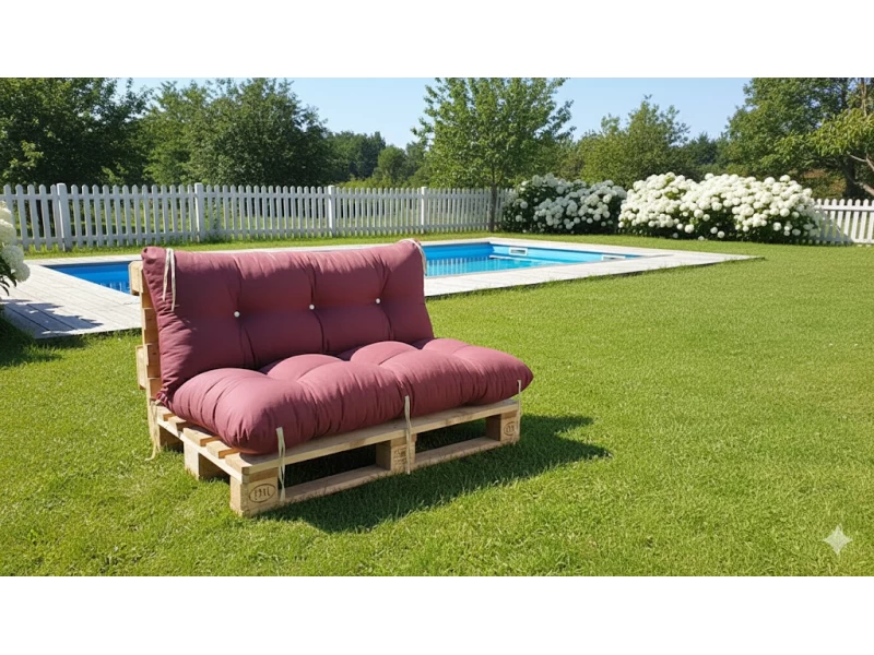 Μαξιλάρι για καναπέ με ενσωματωμένη πλάτη - Μονόχρωμο σάπιο μήλο σκούρο Κρετόν ύφασμα