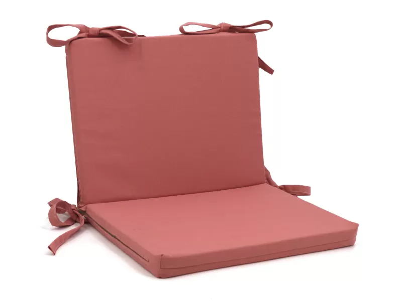 Μαξιλάρι καρέκλας λονέτα με κορδόνια στην πλάτη μονόχρωμο ροζ - σομόν