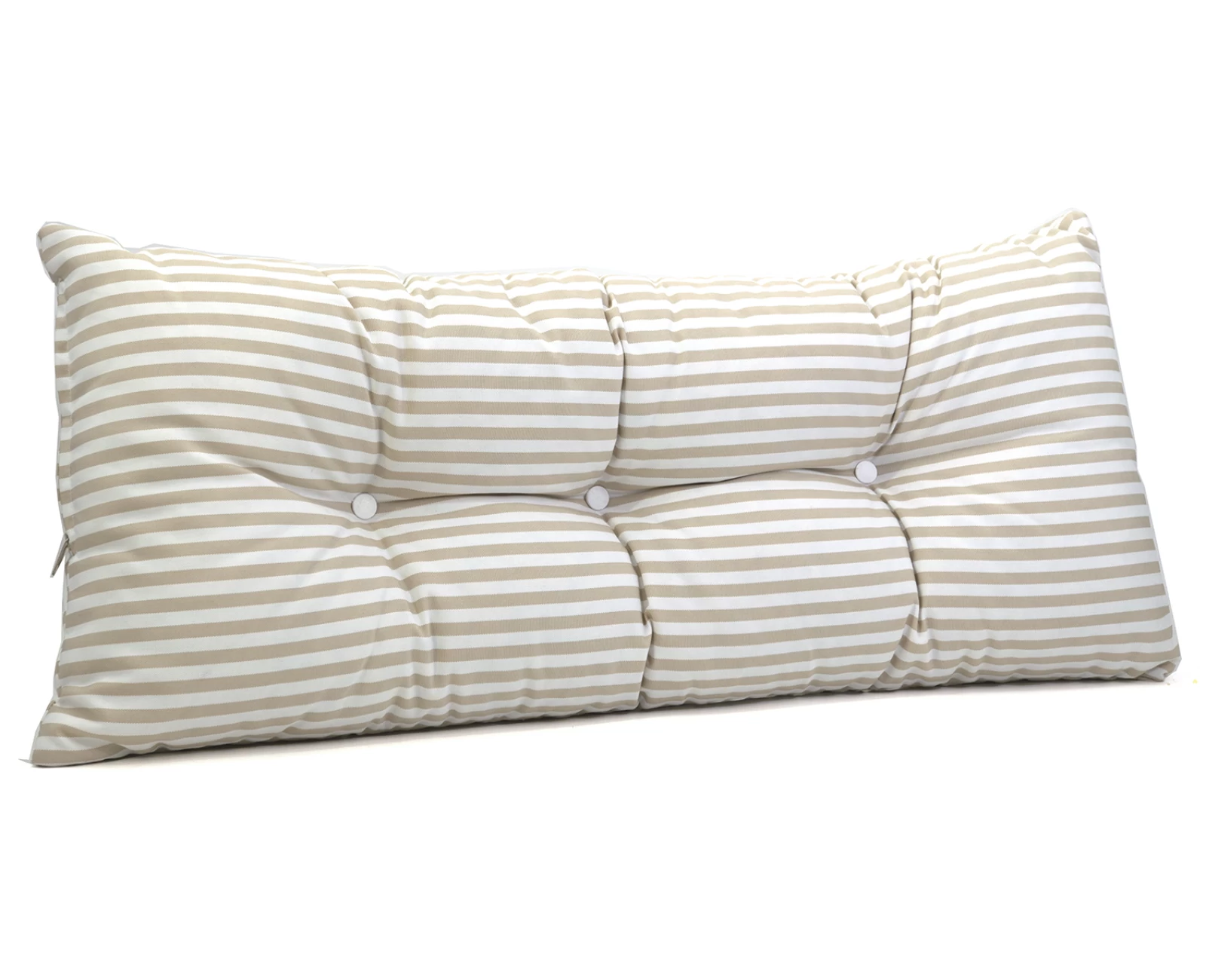 Μαξιλάρι καναπέ αδιάβροχο με ρίγες μπεζ με κουμπιά πρέσας 90 x 35 (Σειρά Olefin) | Mypouf.gr