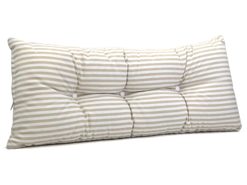 Μαξιλάρι καναπέ αδιάβροχο με ρίγες μπεζ με κουμπιά πρέσας 90 x 35 (Σειρά Olefin)