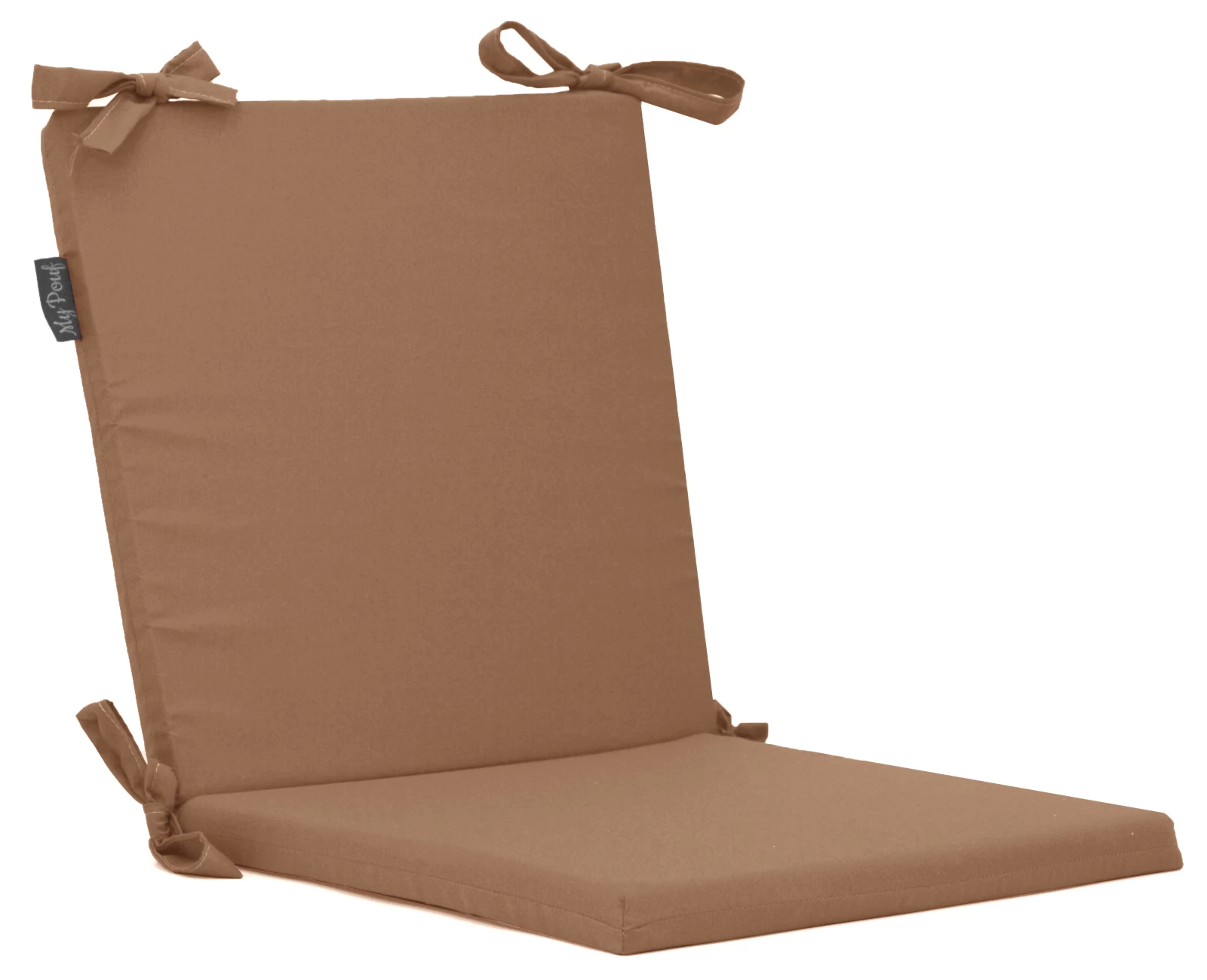 Μαξιλάρι καρέκλας με κορδόνια στην πλάτη μονόχρωμο caramel - Ύφασμα Poliester | Mypouf.gr