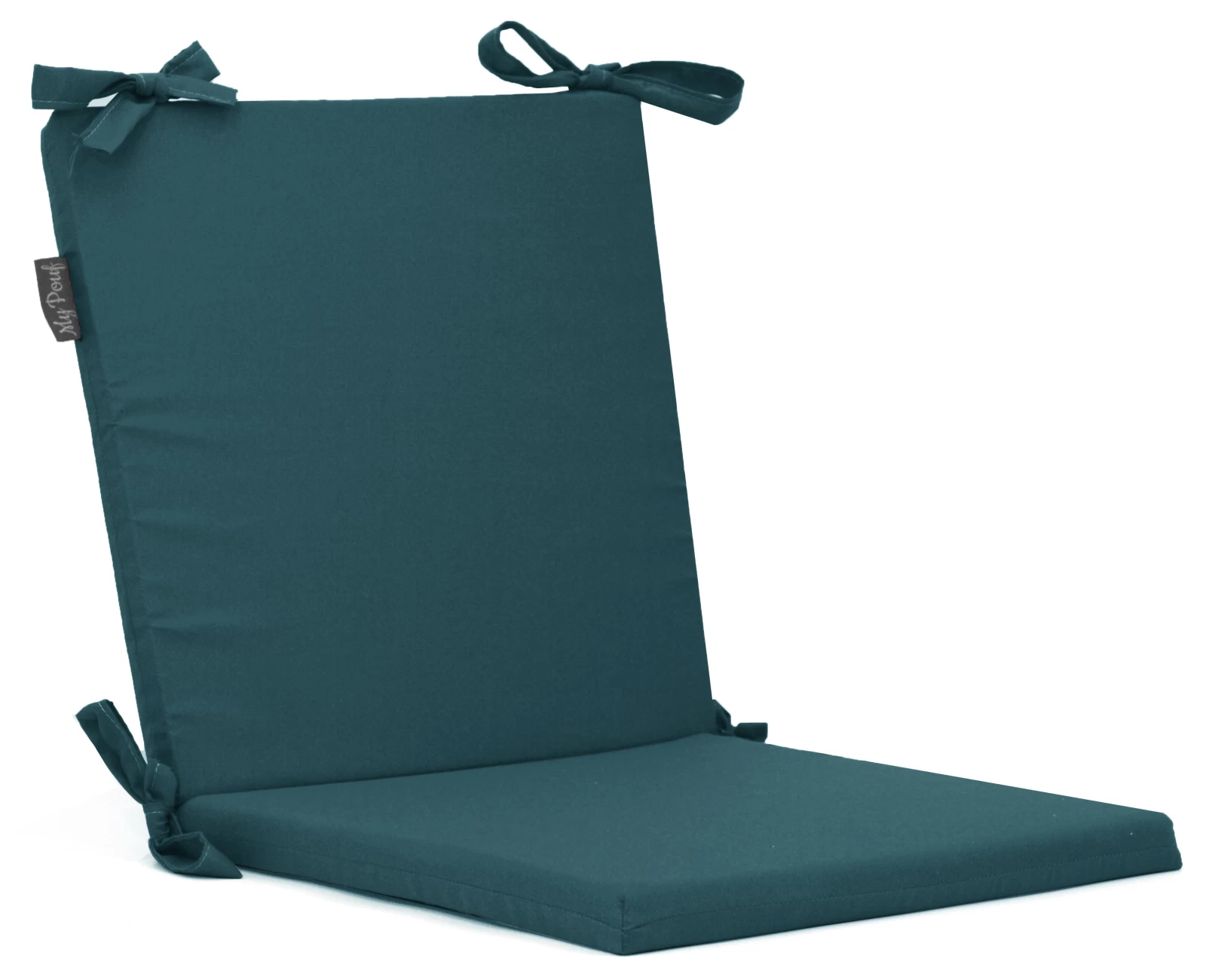 Μαξιλάρι καρέκλας με κορδόνια στην πλάτη μονόχρωμο πετρόλ σκούρο - Ύφασμα Poliester | Mypouf.gr