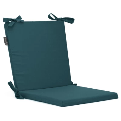 Μαξιλάρι καρέκλας με κορδόνια στην πλάτη μονόχρωμο πετρόλ σκούρο - Ύφασμα Poliester