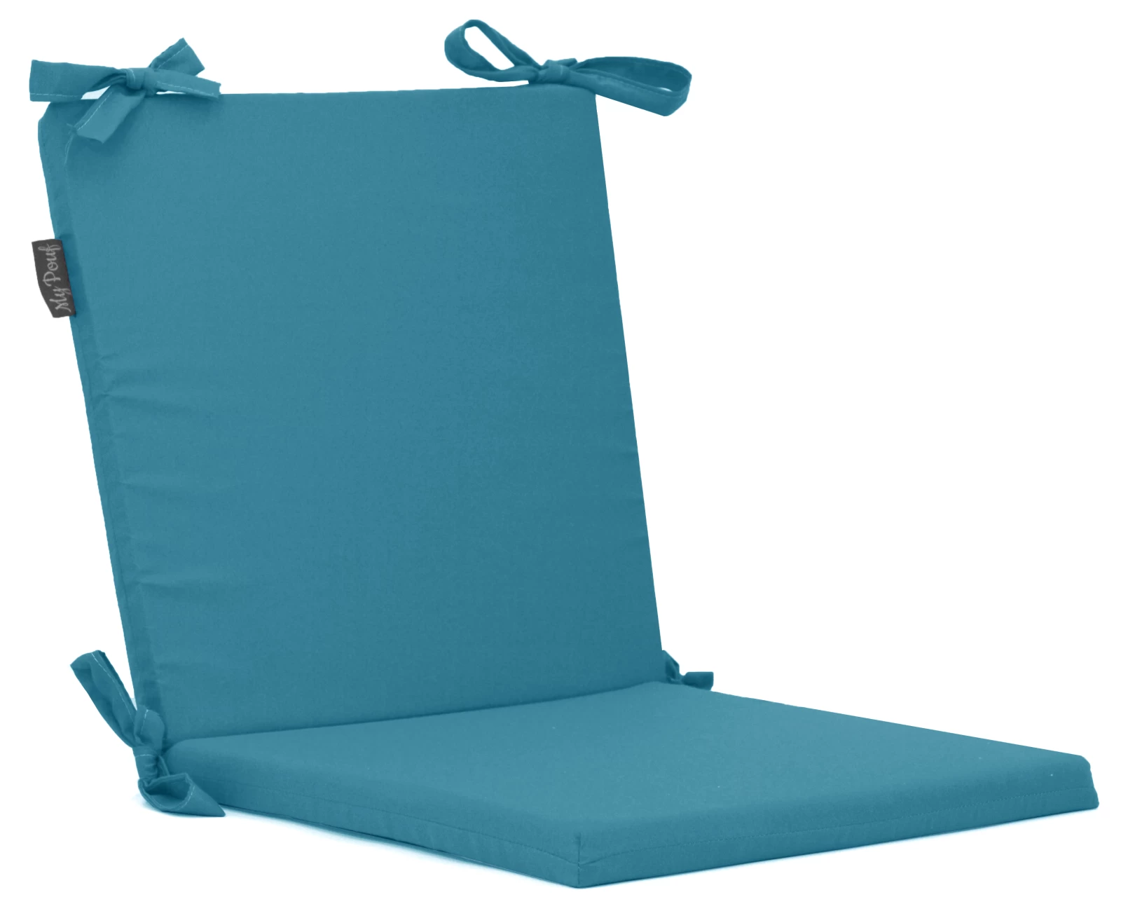 Μαξιλάρι καρέκλας με κορδόνια στην πλάτη μονόχρωμο τιρκουάζ - Ύφασμα Poliester | Mypouf.gr