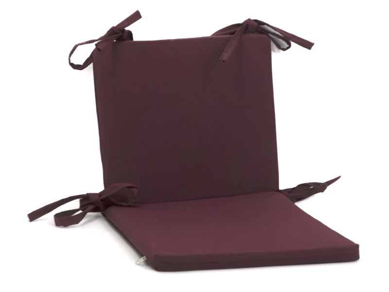 Μαξιλάρι καρέκλας μονόχρωμο μπορντώ 40 x 35 x 3 με πλάτη 40 x 35 x 3 εκ με φερμουάρ