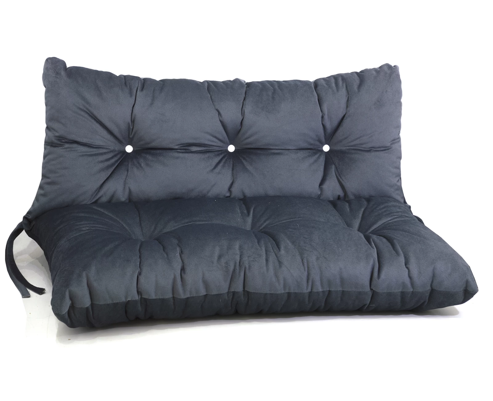 Μαξιλάρι πλάτη με κάθισμα Velure γκρι με κουμπιά πρέσας 95 x 40 + 95 x 35 (Σειρά Texas) | Mypouf.gr