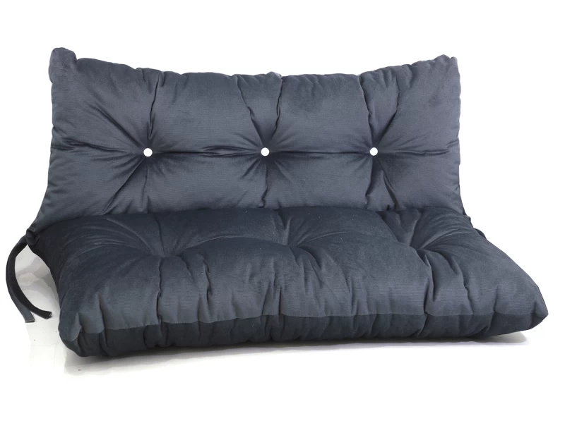 Μαξιλάρι πλάτη με κάθισμα Velure γκρι με κουμπιά πρέσας 95 x 40 + 95 x 35 (Σειρά Texas)