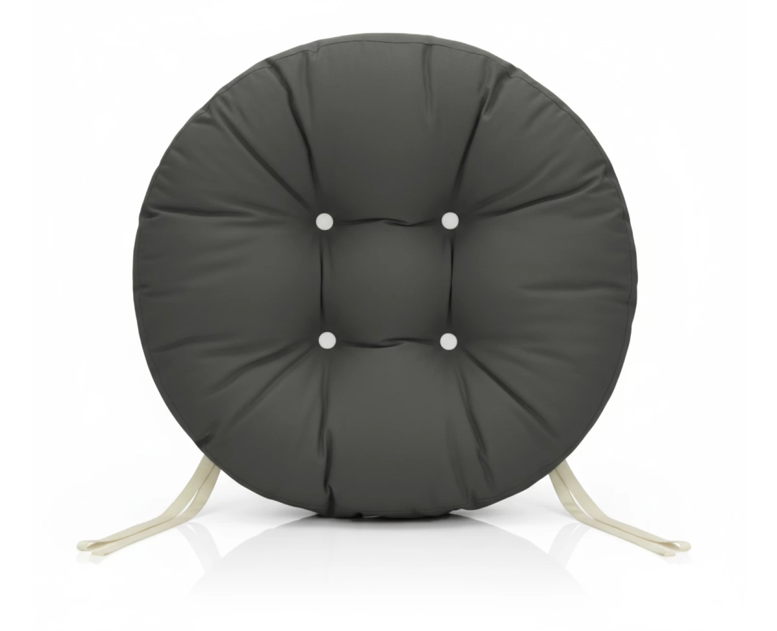 Μαξιλάρι στρογγυλό αδιάβροχο για κάθισμα με κουμπιά ανθρακί | Mypouf.gr