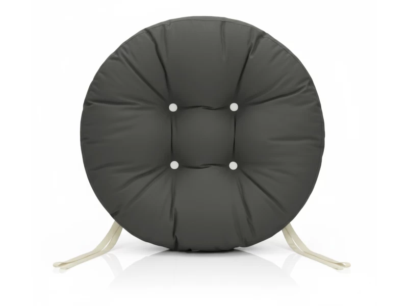 Μαξιλάρι στρογγυλό αδιάβροχο για κάθισμα με κουμπιά ανθρακί