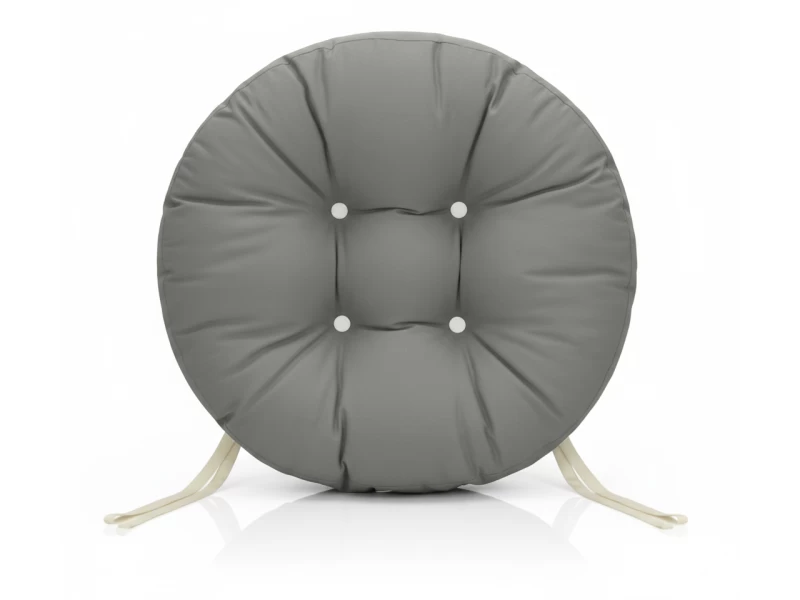 Μαξιλάρι στρογγυλό αδιάβροχο για κάθισμα με κουμπιά γκρι ανοιχτό