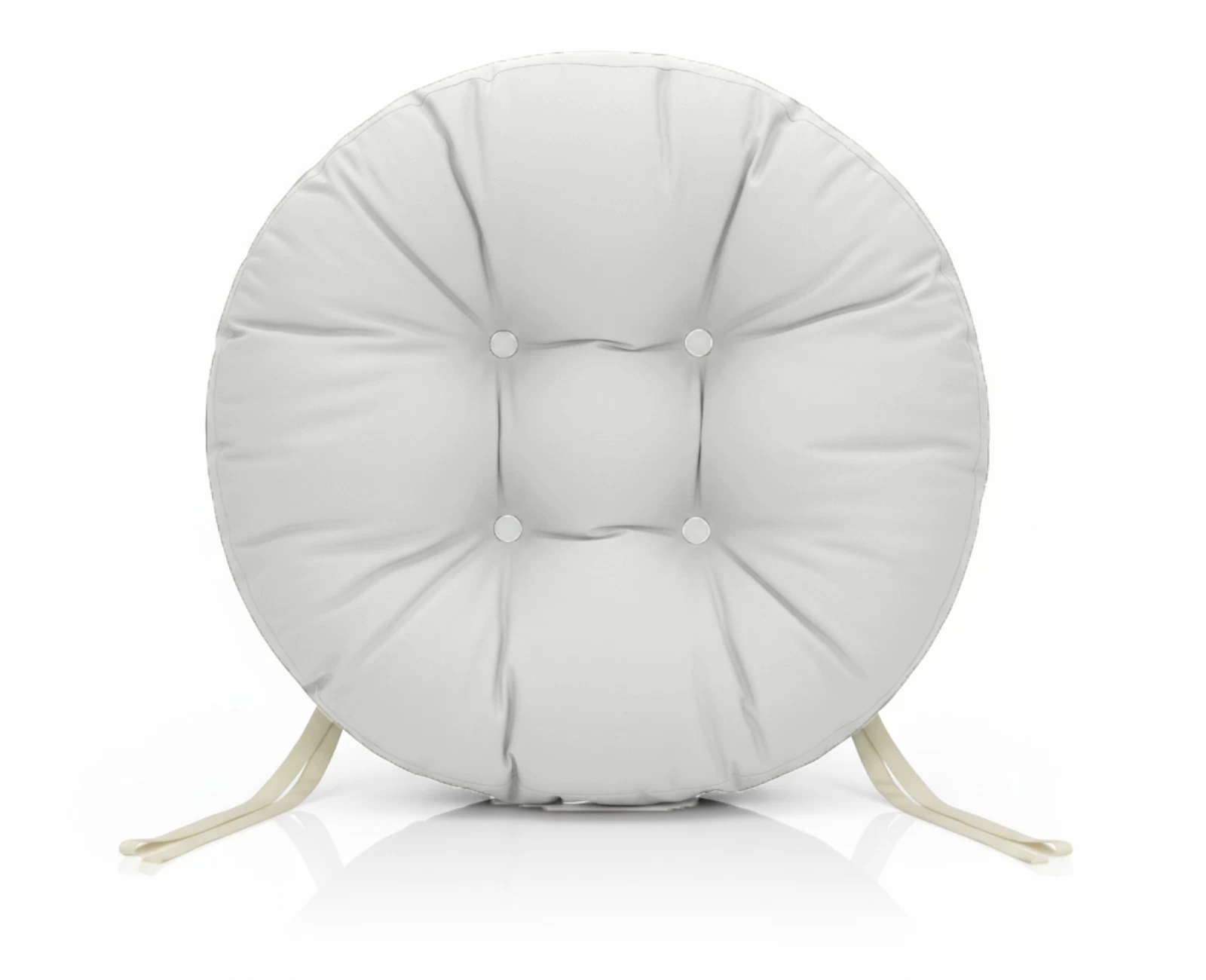 Μαξιλάρι στρογγυλό αδιάβροχο για κάθισμα με κουμπιά λευκό | Mypouf.gr
