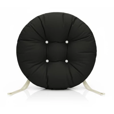 Μαξιλάρι στρογγυλό αδιάβροχο για κάθισμα με κουμπιά μαύρο