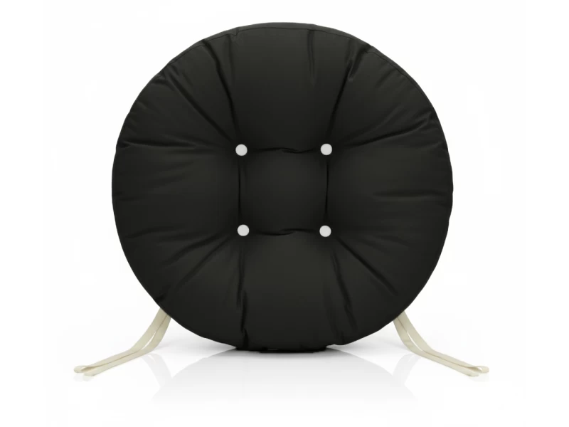 Μαξιλάρι στρογγυλό αδιάβροχο για κάθισμα με κουμπιά μαύρο