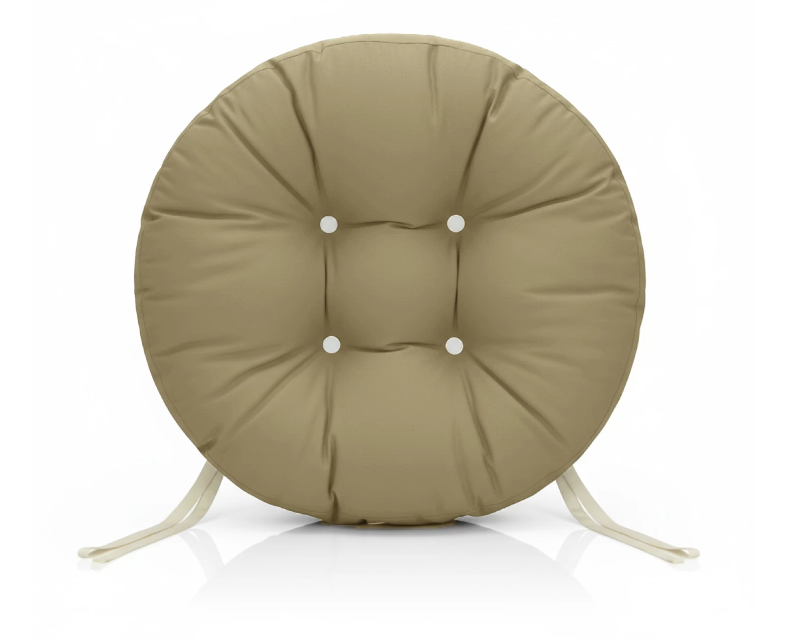 Μαξιλάρι στρογγυλό αδιάβροχο για κάθισμα με κουμπιά μπεζ | Mypouf.gr