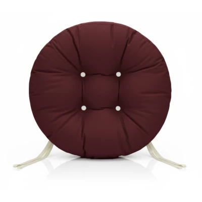 Μαξιλάρι στρογγυλό αδιάβροχο για κάθισμα με κουμπιά μπορντώ