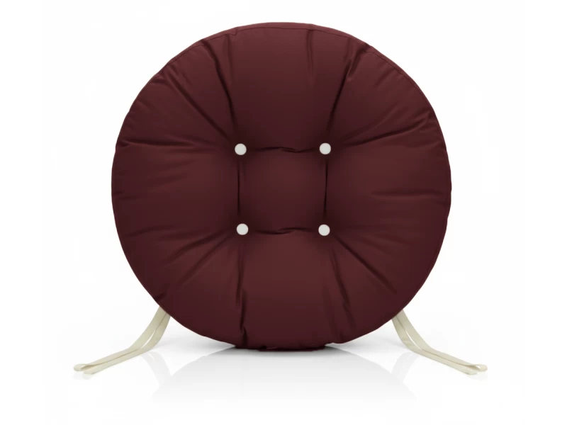 Μαξιλάρι στρογγυλό αδιάβροχο για κάθισμα με κουμπιά μπορντώ