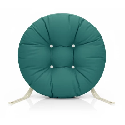 Μαξιλάρι στρογγυλό αδιάβροχο για κάθισμα με κουμπιά πετρόλ