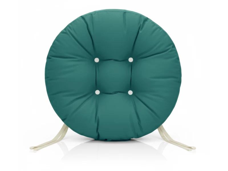 Μαξιλάρι στρογγυλό αδιάβροχο για κάθισμα με κουμπιά πετρόλ