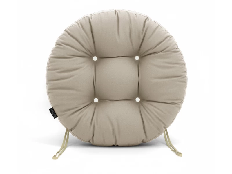 Μαξιλάρι στρογγυλό κάθισμα μπαμπού - καραβόπανο μονόχρωμο μπέζ