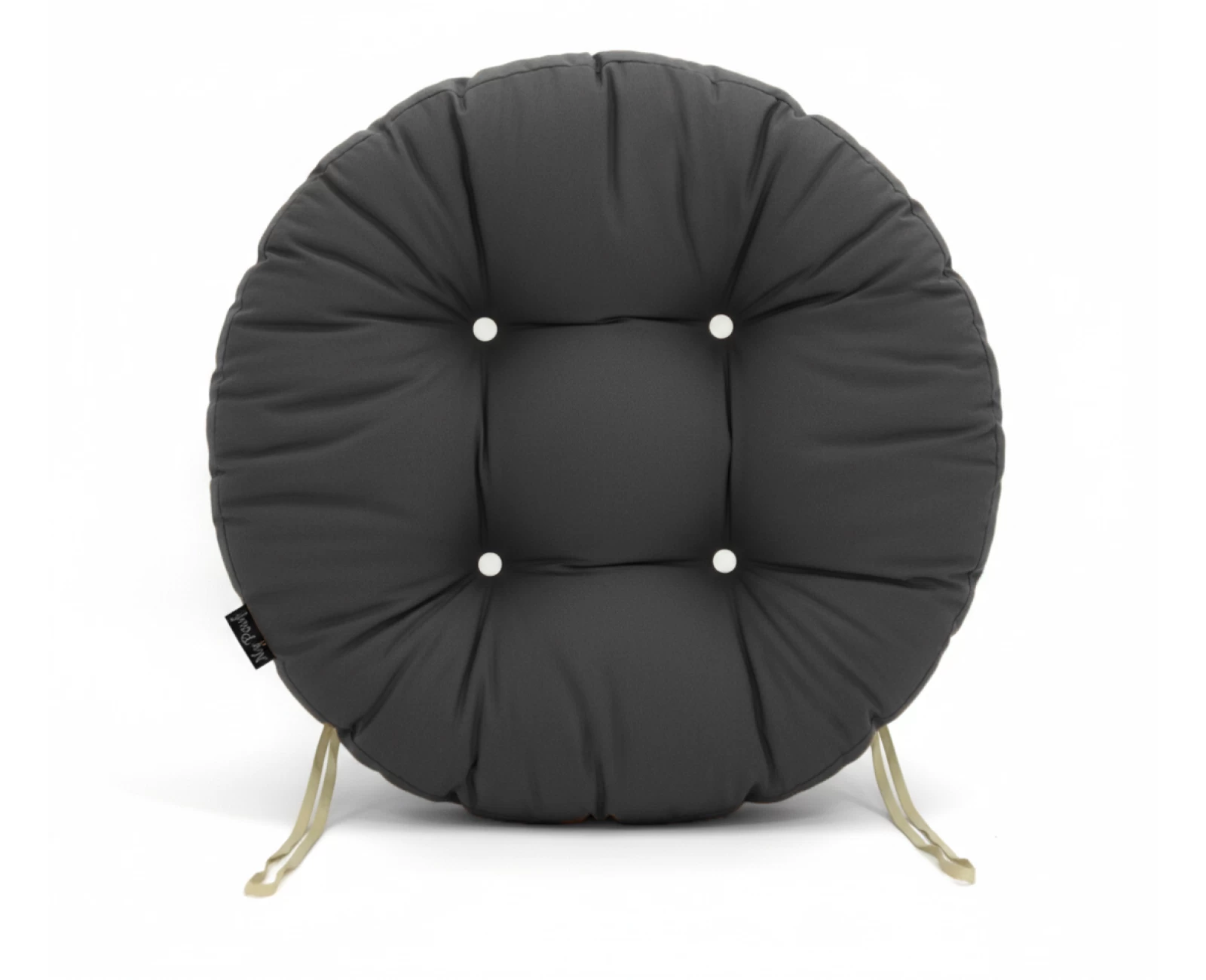 Μαξιλάρι στρογγυλό κάθισμα μπαμπού - Λονέτα μονόχρωμο ανθρακί | Mypouf.gr