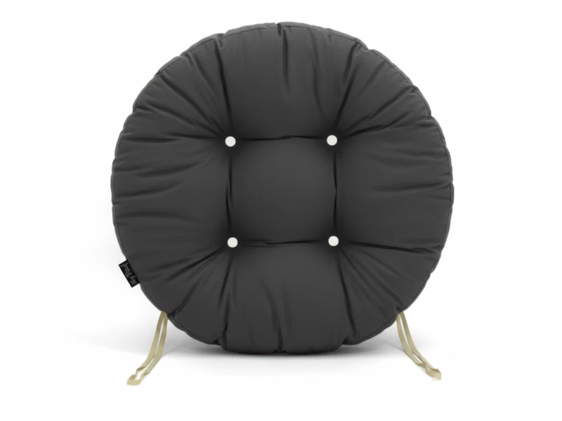 Μαξιλάρι στρογγυλό κάθισμα μπαμπού - Λονέτα μονόχρωμο ανθρακί