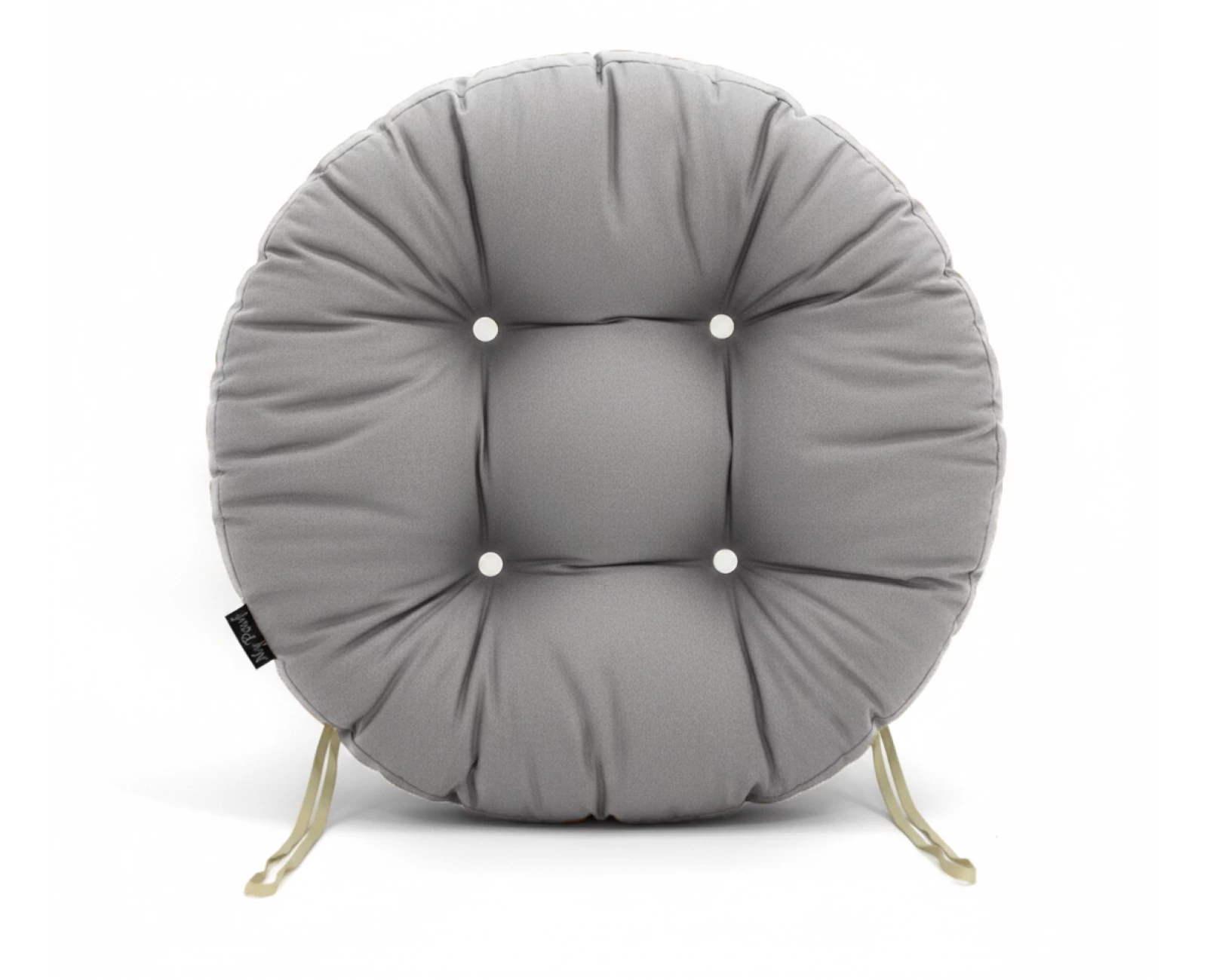 Μαξιλάρι στρογγυλό κάθισμα μπαμπού - Λονέτα μονόχρωμο γκρι | Mypouf.gr