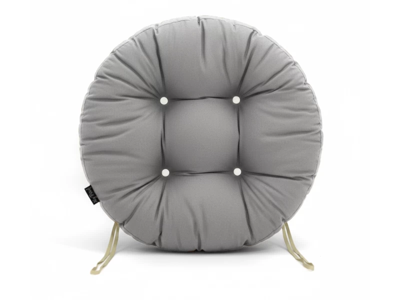 Μαξιλάρι στρογγυλό κάθισμα μπαμπού - Λονέτα μονόχρωμο γκρι