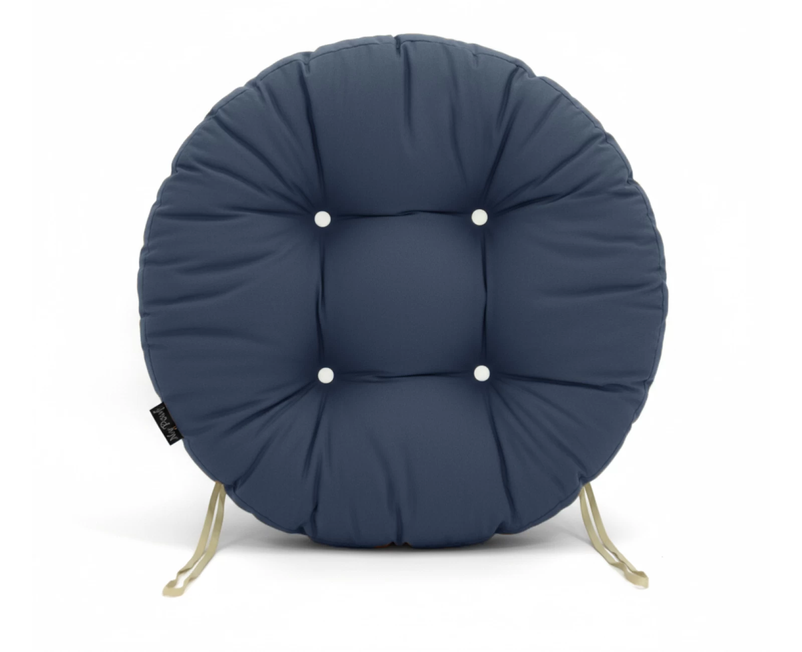 Μαξιλάρι στρογγυλό κάθισμα μπαμπού - Λονέτα μονόχρωμο μπλέ Denim | Mypouf.gr