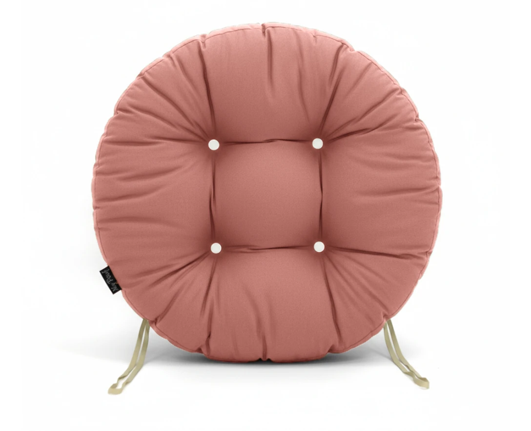 Μαξιλάρι στρογγυλό κάθισμα μπαμπού - Λονέτα μονόχρωμο ροζ - σομόν