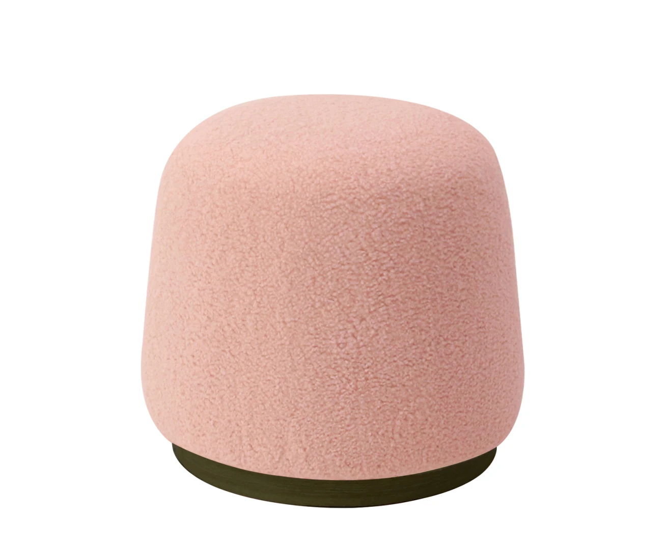 Σκαμπό NEPENTHES Με Ξύλινη Βάση Ροζ Ύφασμα Teddy 43x43x36cm